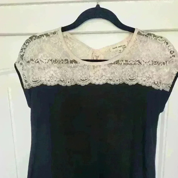 Women's PS Faith and Joy black , with Ivory lace blouse with peach color. Sz sm - Picture 1 of 7